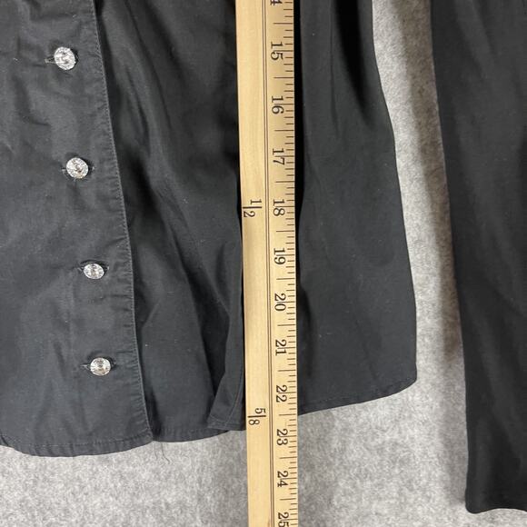 Anne Fontaine Top Womens 38 Black Blouse Pima Cotton Rhinestone Paneled Stretch - Picture 11 of 16